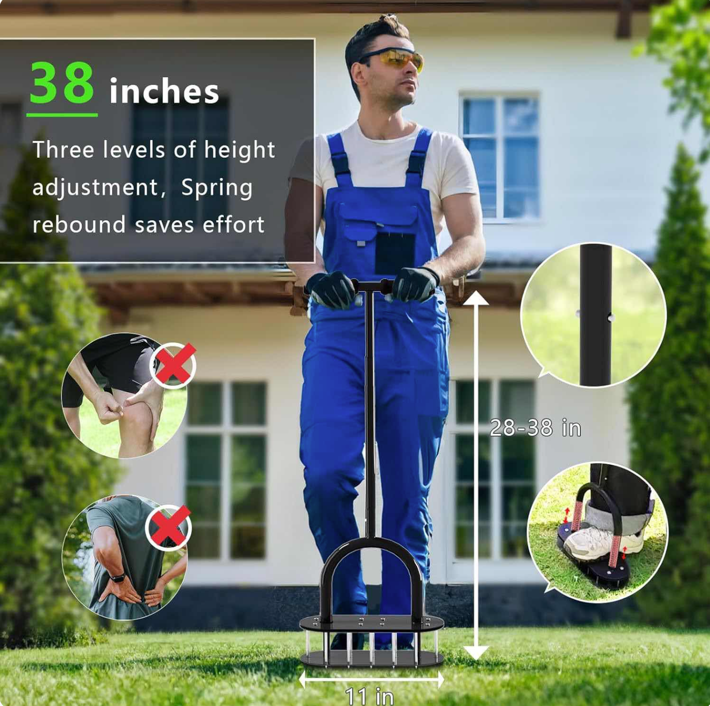 GARDENMATE - 2 In 1 Lawn Aerator